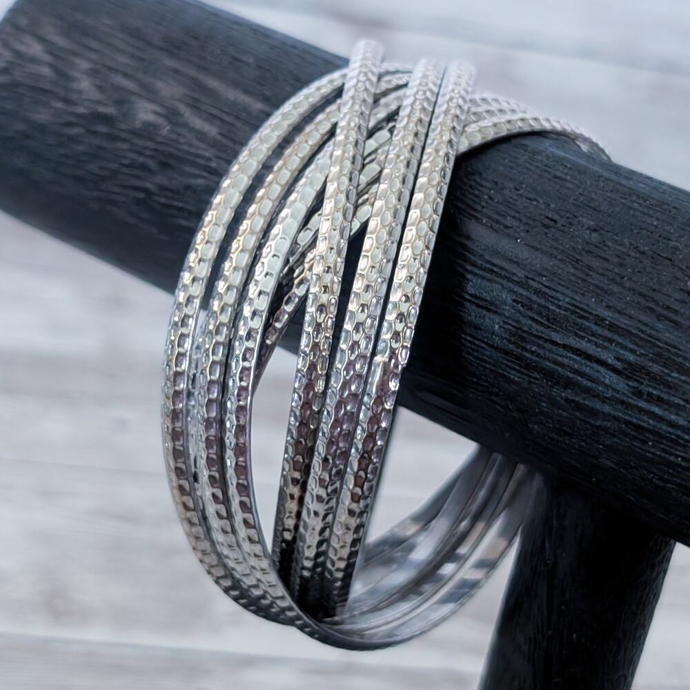 Vintage Bracelet Silver Tone Cross Over Bracelet Design - Some Discoloration